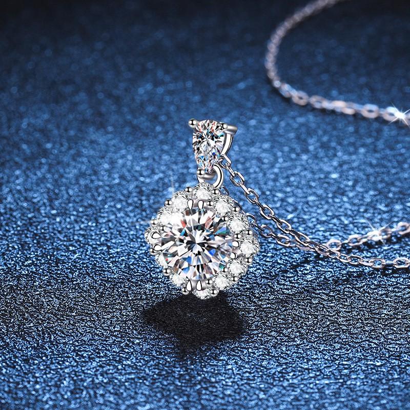 D Color 1ct Moissanite Pendant Necklace Square Jewelry Women