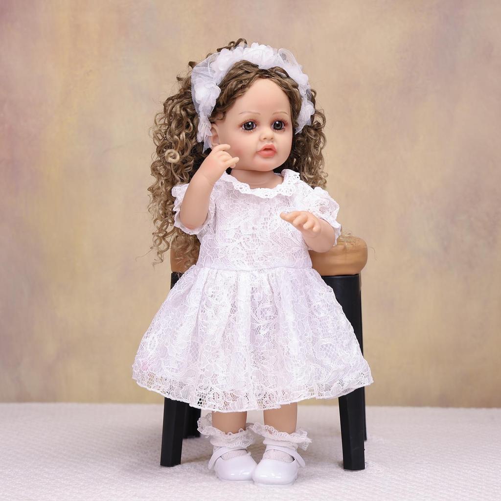 KEIUMI Boneca Reborn de 22 Polegadas Silicone Vinil Integral Pele Realista Aparência de Princesa Menina Recém-nascida Brinquedo Presente de Aniversário para Crianças