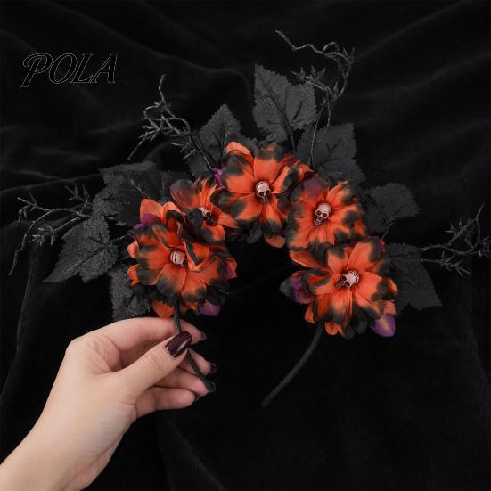 Layered Flower Hair Accessory Halloween Hoop, Flexible Base Headband with 3D Multi-Layered Floral Design, Headgear Handmade Fabric Flowers Day of The