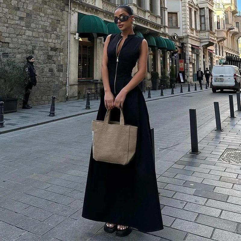 European and American Sleeveless Zipper Slim Fit Casual Dress - Spring/Summer Women’s Fashion