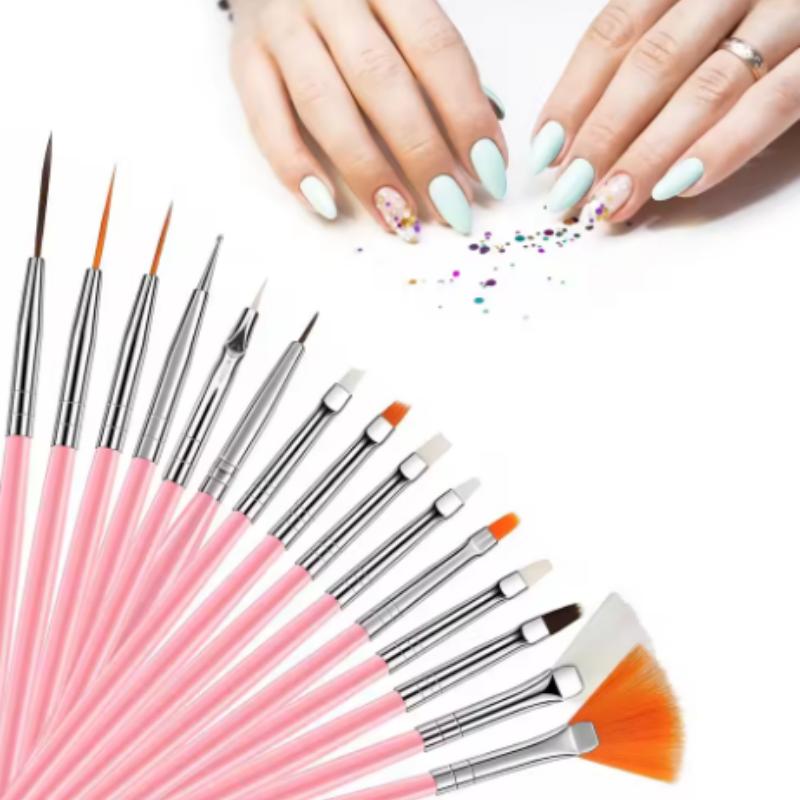15pcs Professional Nail Art Brush Set Design Tip Acrylic UV Gel Lines Painting Drawing Carving Dotting Pen DIY Manicure Tool