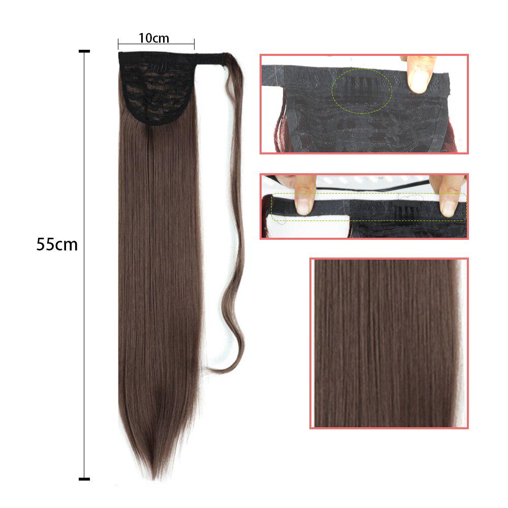 Long Straight Ponytail Synthetic Hair Fiber Heat Resistant Straight Hair With Ponytail Hair Extended Black Brown Headwea