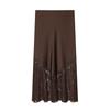 European American Style Women's Lace Satin Midi Skirt - 2025 New Fashion Collection
