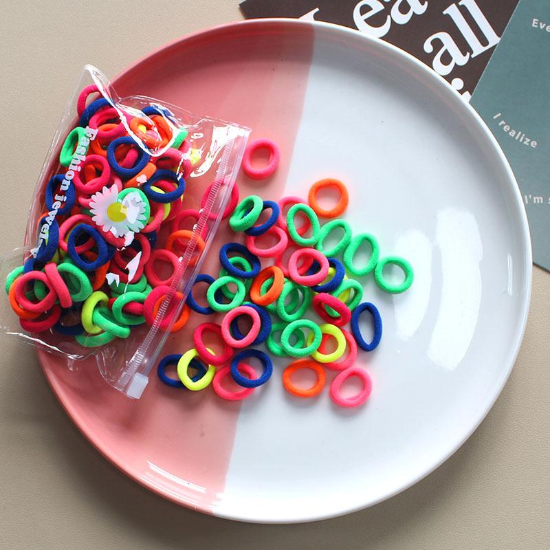 100 Stück/Lot Elastische Haargummis für Kind Mädchen Gummiband Weiß Schwarz Bunt Kleine Haargummis Stirnband Baby Accessoires