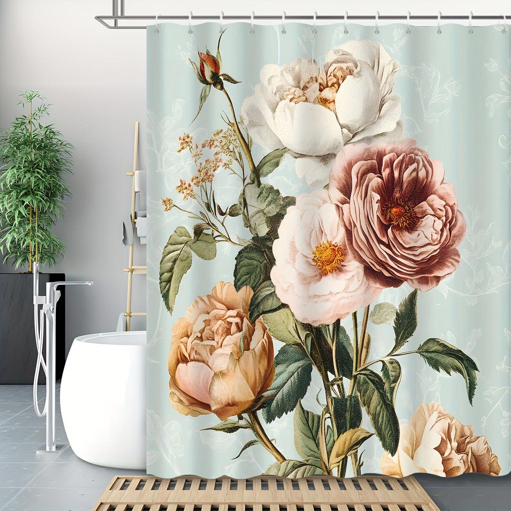 Vintage Floral Shower Curtain: Elegant Roses And Peonies For A Classic Bathroom Decor
