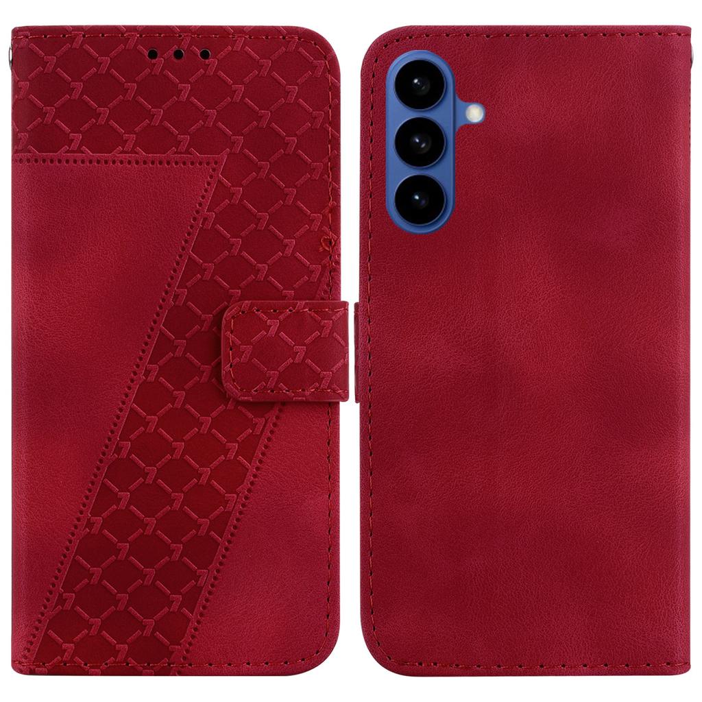 For Samsung Galaxy S26/S26 Pro Stand Case 7-Shaped Pattern Imprint Leather Phone Cover with Strap