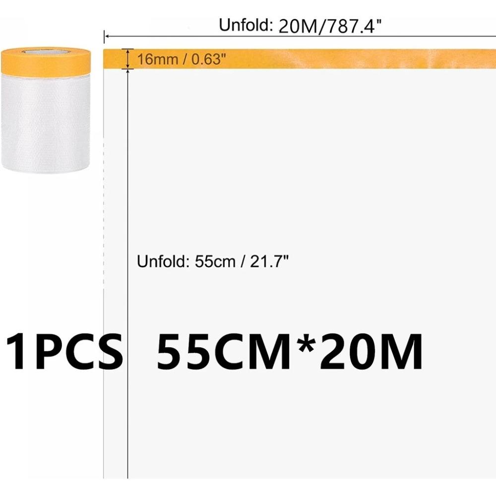 New Transparent Pre-Taped Masking Film 12M/20M Durable Automotive Paint Coverage Car Painting Protection Cover