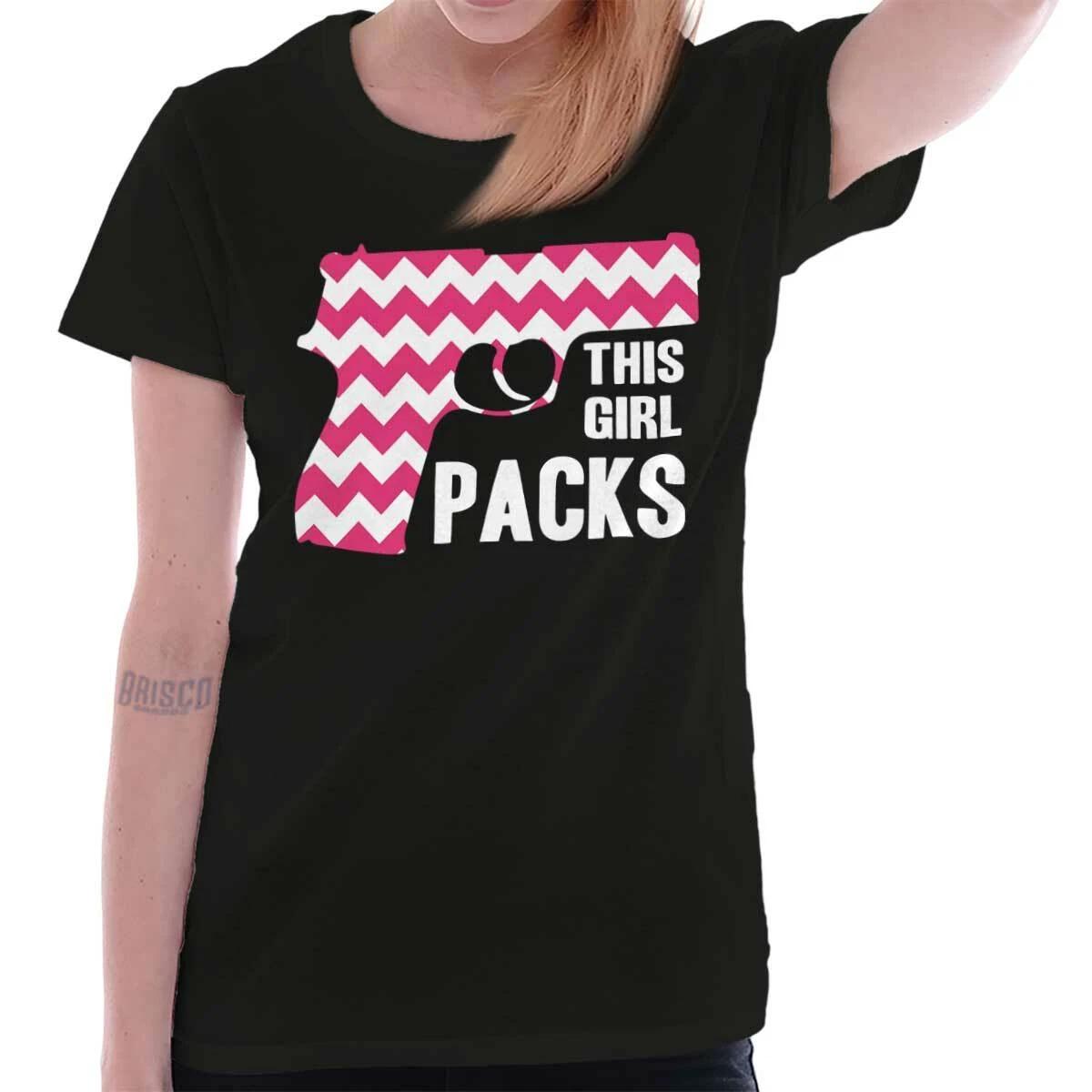 Chevron Cute Gun Girl Pro 2nd Amendment Gift Womens Top Junior Graphic Tee XXXL