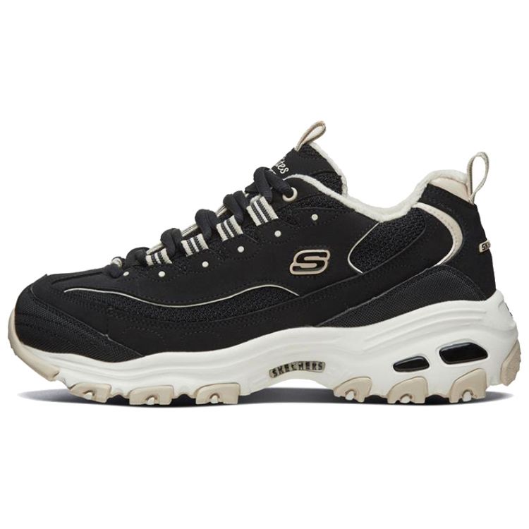 Skechers DLites 1.0 Сетчатые Синтетическая Кожа Модные Уличные Повседневные Низкие Папины Кроссовки Женские Черный Серый Коричневый 66666254-BKTP 35