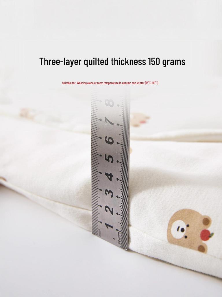 150g Quilted Cotton Baby Bodysuit - Thick, Class A, Autumn/Winter Newborn Homewear