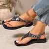 Snake Pattern Clip Toe Gladiator Sandals for Women  Casual Rome Sandals Woman   Low Heel Buckle Strap Beach Shoes