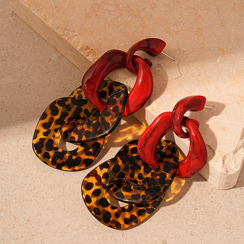 

Trend Acrylic Geometric Leopard Print Circle Earring for Women Creative Irregular Colorful Round Drop Earrings 2026 Zircon Gift цветной печати леопарда