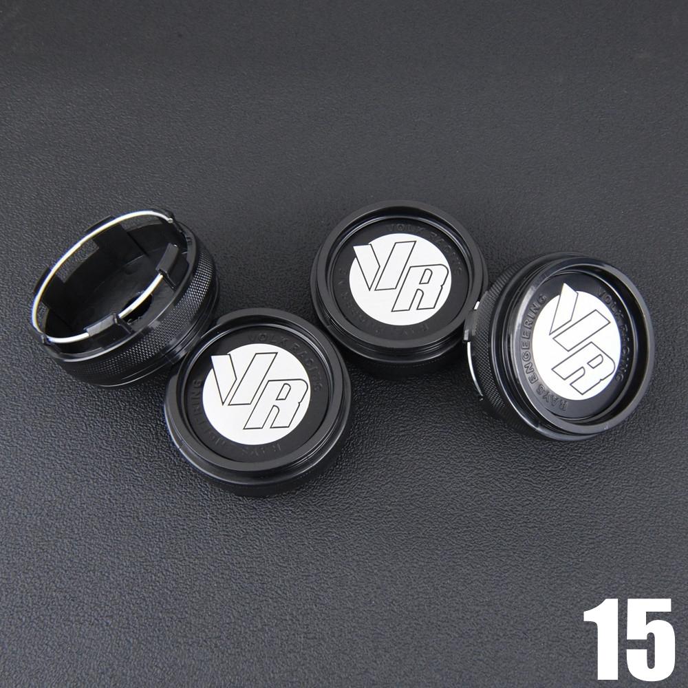 

4PCS JDM Sport Rim Cap Clip 62mm VOLK RAYS Emblem Sticker Wheel Center Hub Caps Car Cover Cap Black & Silver