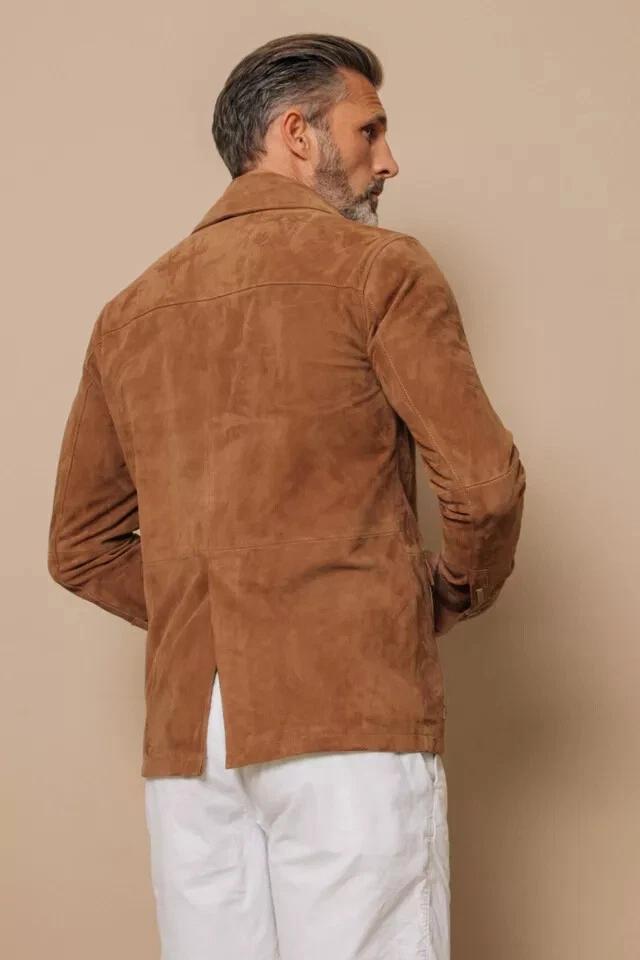 Men's Brown Shirt New Casual Fashionable Handmade Genuine Soft Suede Leather