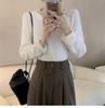 Women's Slim Fit V-Neck Knitted Sweater - Soft Imitation Mink, Perfect for Spring, Autumn, and Winter.