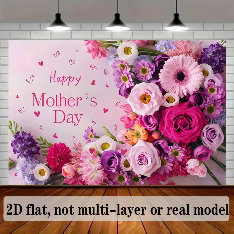 

2D Pink Flower Mother s Day Backdrop for Family Celebration Photography Background 47.2x31.5inch/120*80cm