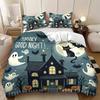 3-piece Halloween themed ghost and castle pattern, 1 duvet cover+2 pillowcases, coreless, soft and comfortable duvet cover set