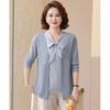 Mom spring and autumn knitted bottoming shirt spring top fashion fake two-piece fashion year-old women's clothing