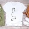 (European Size) Animal Pet T-shirt Lady Cartoon T Tee Top Women Print Fashion Clothes Female Clothing Short Sleeve Cat Graphic T-shirt