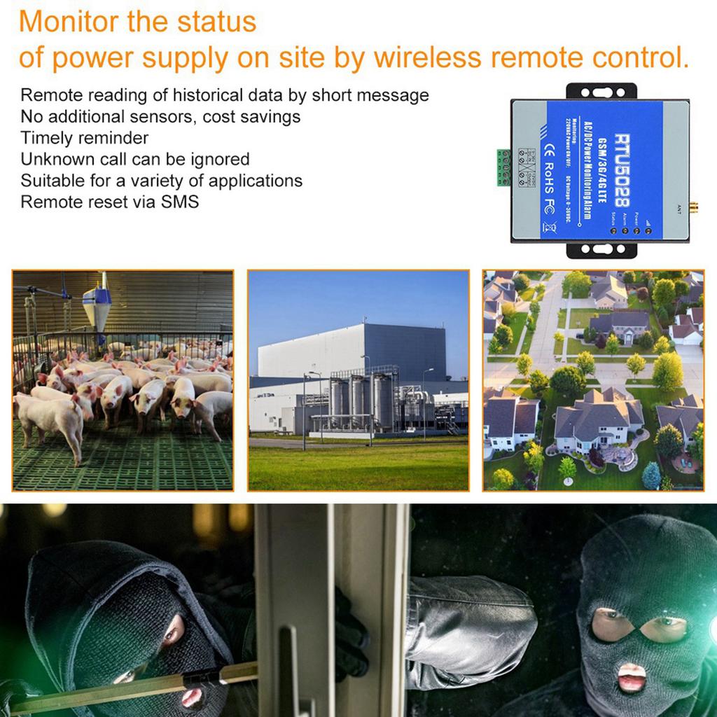 RTU5028 GSM Monitorizare Stare Tensiune Alimentare Alarmă Alertă Defecțiune/Recuperare Alimentare