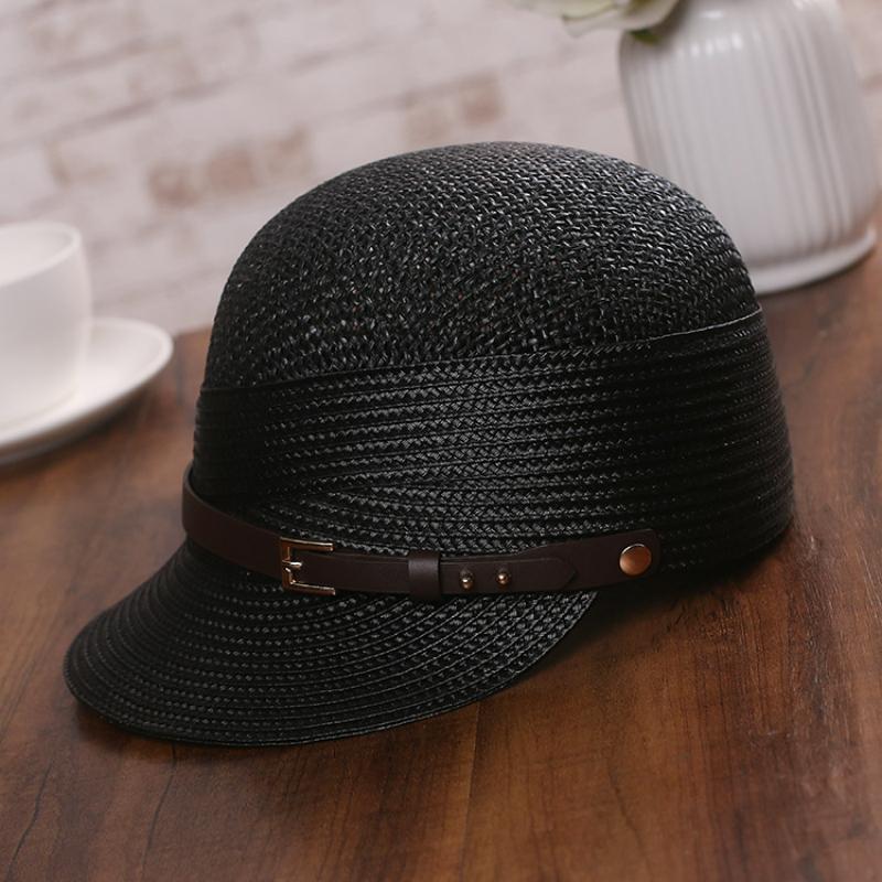 Summer Straw Newsboy Caps For Women Solid Color Bow Breathable Mesh Straw Beret Artist Painter Hat Elegant Female Cap