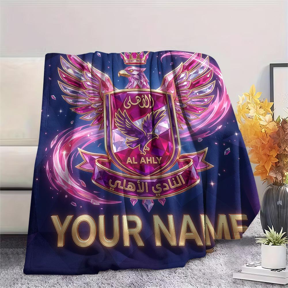 Custom Name Al Ahly SC2 Flannel Blanket, High Quality Comfortable for All Seasons, Home Decor, Warmth and Comfort