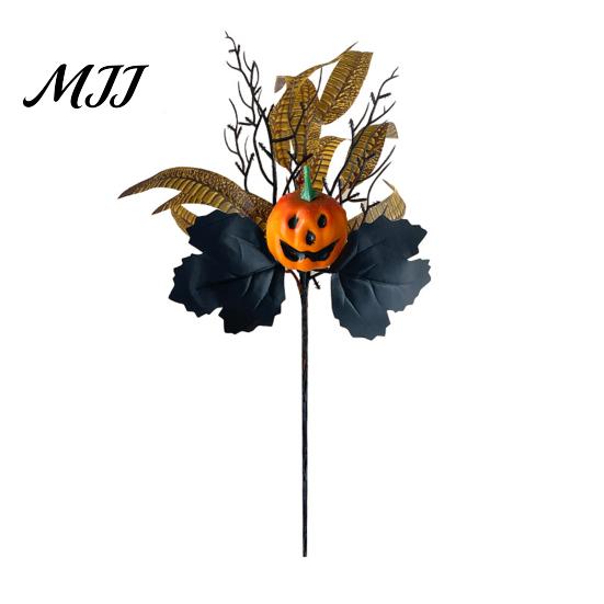 Black And Orange Bouquet Halloween Flowers Decorations, Artificial with Pumpkin Rose Eucalyptus Maple Leaf Autumn Harvest Floral Stems, Indoor