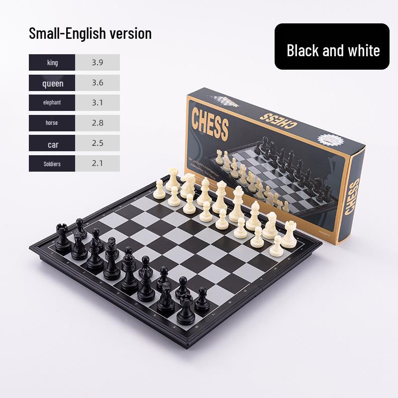 High-End Magnetisches Faltbares Schachspiel mit Holzmaserung-Imitation und Schwarzen & Weißen Figuren