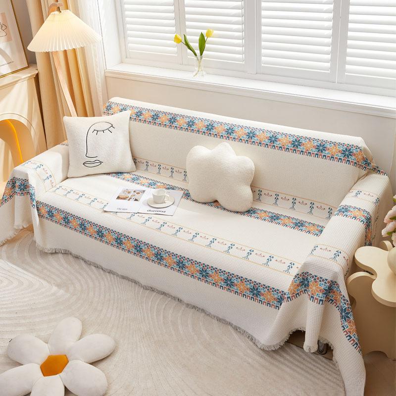 Full Cover Waffle Sofa Cover Simple Sofa Towel Single Cotton Thread Blanket Sofa Dust Cover Cushion Cover