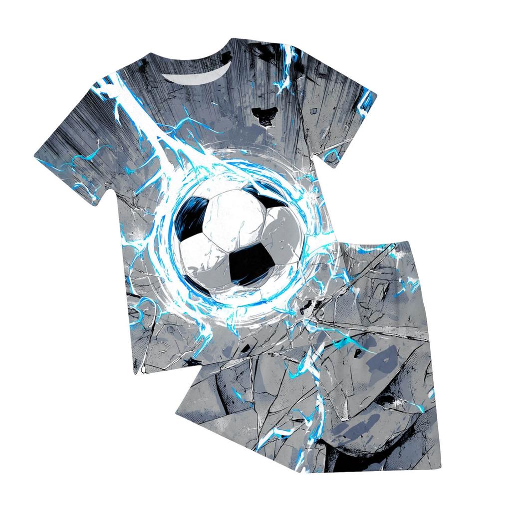 Football Field 3D Printed Children's Set Fashion T-shirt Shorts T-shirt Boys and Girls Sportswear Set