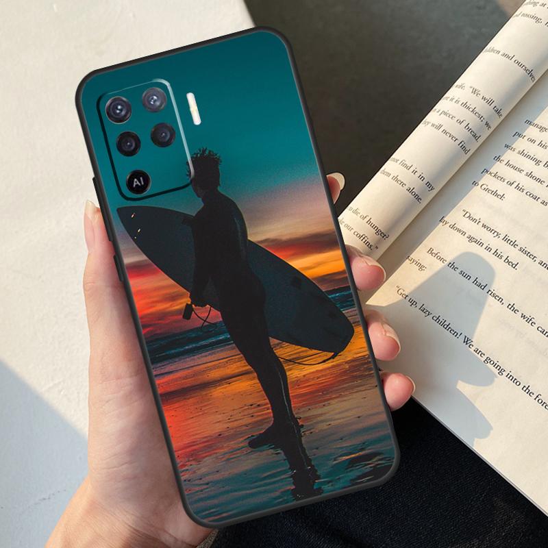 Surf Surfboard Case For Oppo A80 A60 A40 A78 A38 A18 A98 A58 A96 A76 A16 A94 A74 A54 A15 A17 A57 A77 A5 Pro