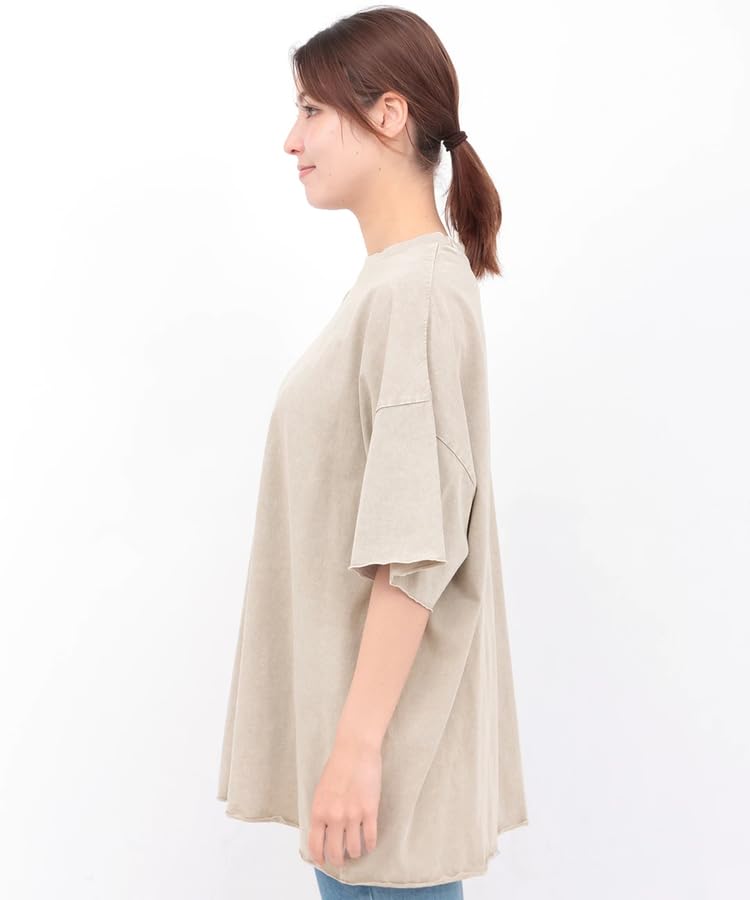 Titicaca Acid Wash Short Crew Vintage Free OSJBD157 Cut-Off T-Shirt, Women's, Sleeve, Neck, Style, Size, Beige,