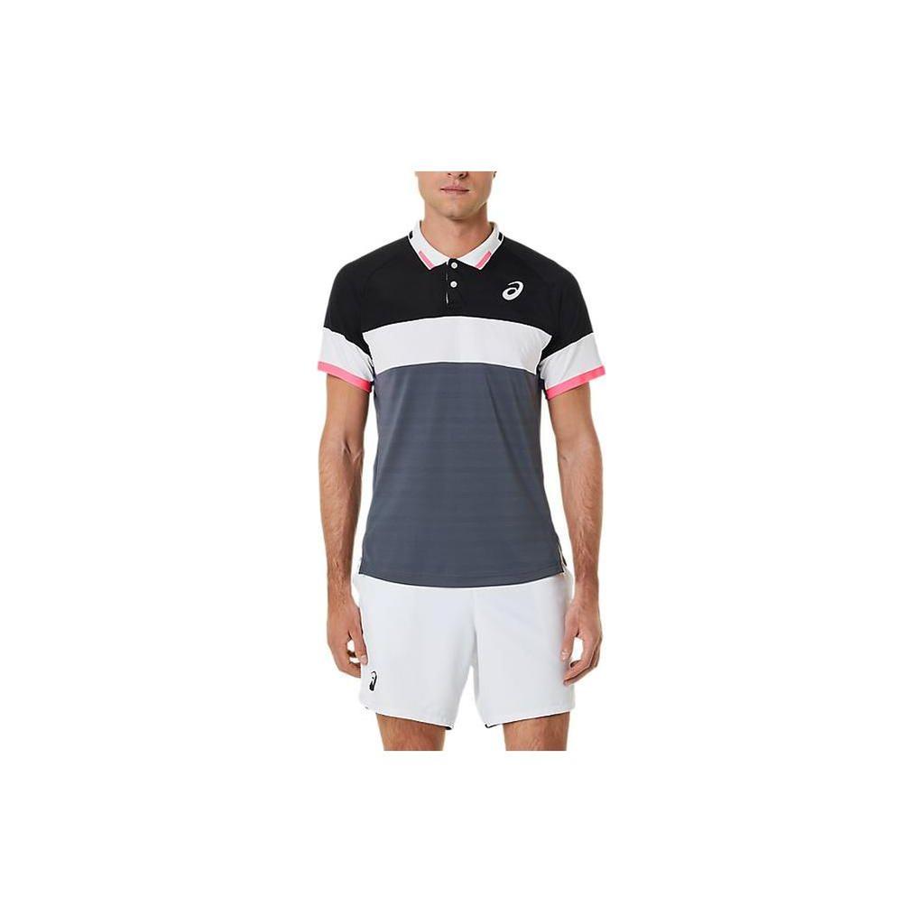 Asics Color Block Polo Short Sleeve T-Shirt Men Tops Navy-Blue 2041A246-003