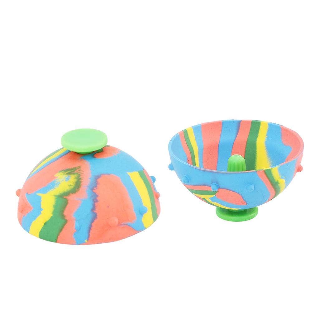 2pcs Bounce Bowls Fidget Toys Rubber Camouflage Bouncing Bowls Durable Jumping Bounce Fidget Toys for Home School Yard Playground