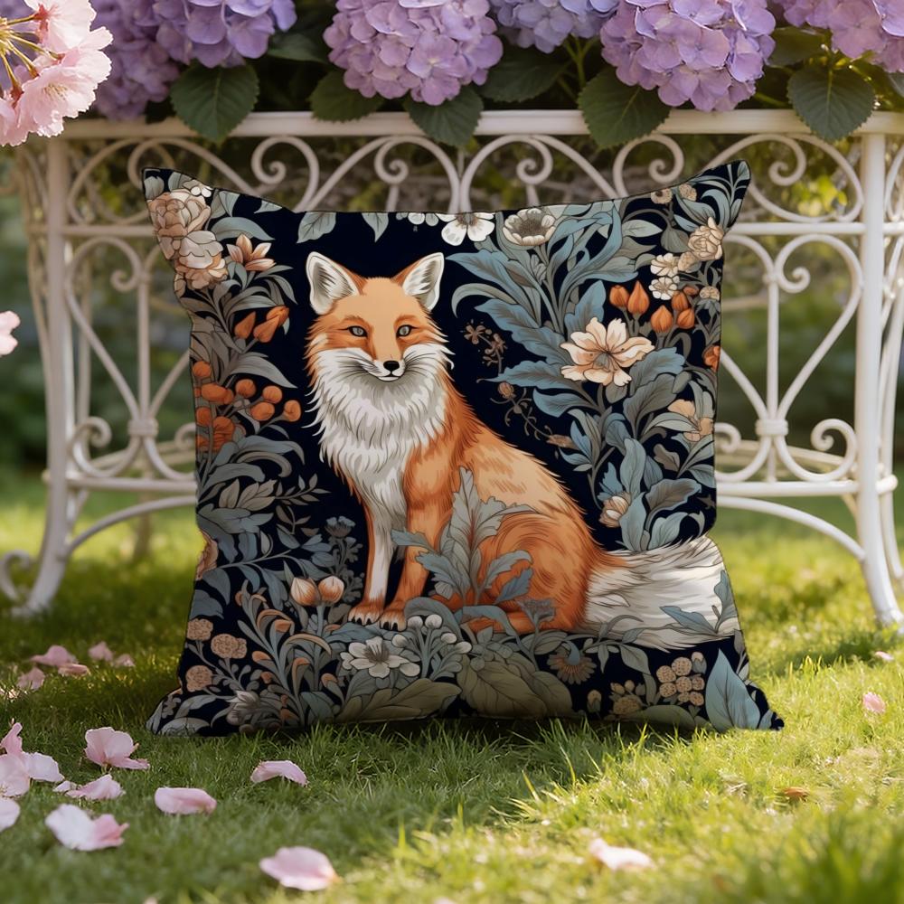 W-William M-Morris Art Fox Cushion Cover Home & Car Dual-Scene Pillow Cover: Reversible for Premium Comfort