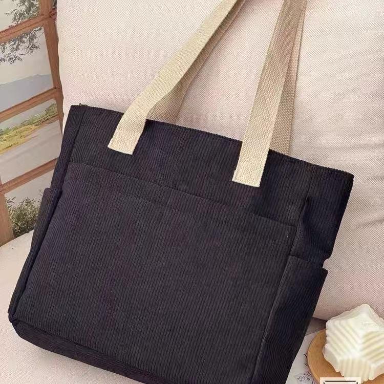 Large Capacity Corduroy Tote: Autumn/Winter 2025 Versatile Commuter Shoulder & Crossbody Bag