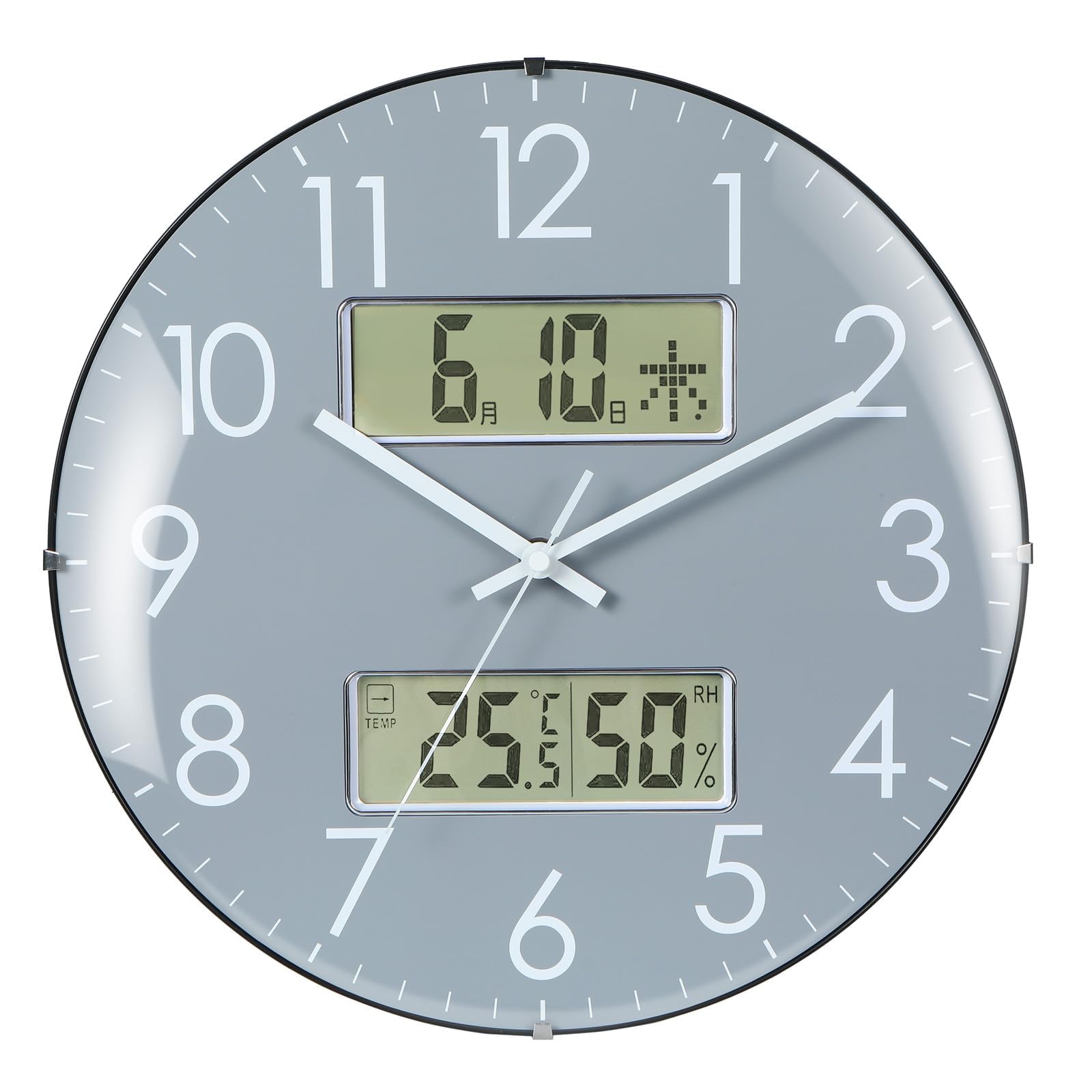 

Nbdeal Настенные День Диаметра Секундная Стрелка Стоп Сферические Серые Часы, Радиоуправляемые Часы, Температура, Влажность, Дата, Неделя, 33.5см, Аналоговые, серый