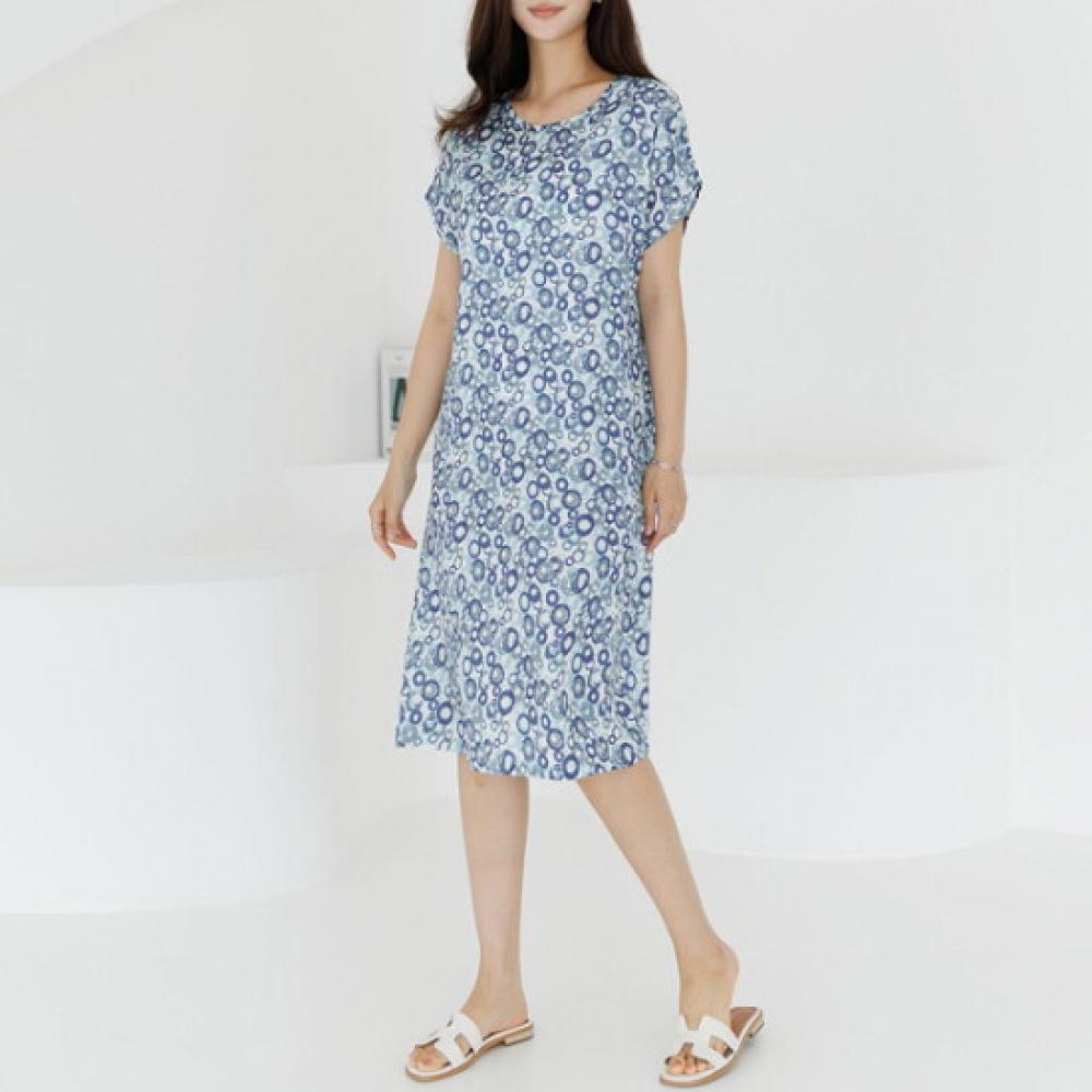 Dedra Women Pattern Short Sleeve Cooling Dress Ope3016
