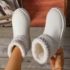 Fashion Winter Fashion Short Plush Warm Snow Boots Women Winter Faux Fur Flat Ankle Boots Comfortable Slip On Keep Warm Cotton Shoes