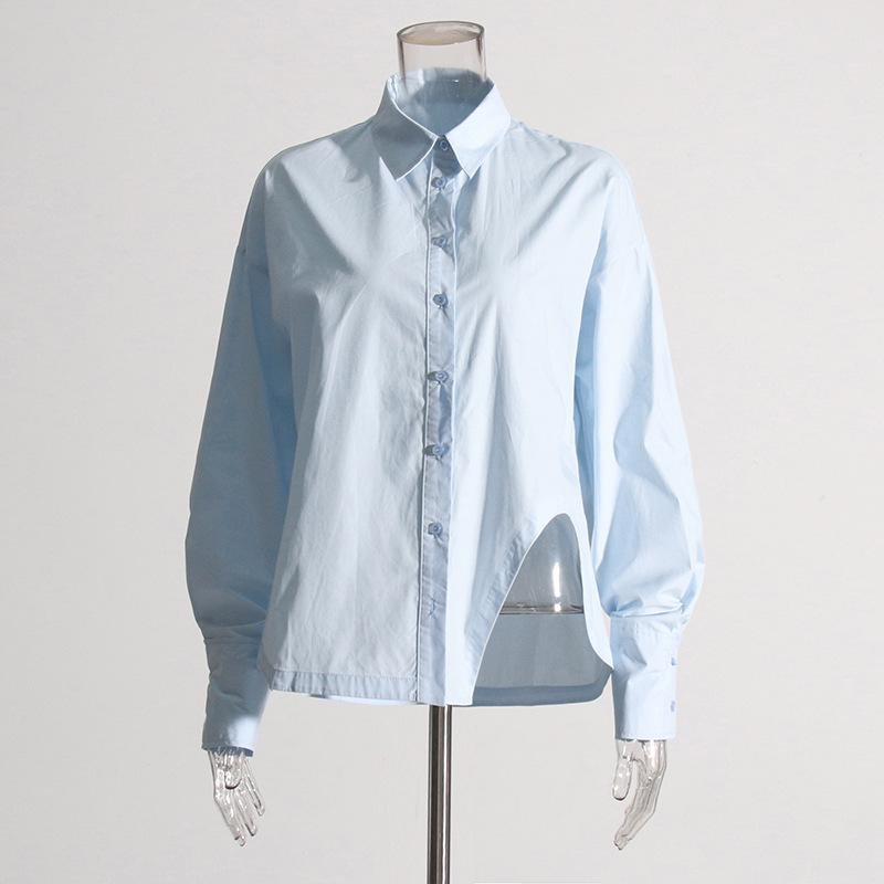 2025 Spring Commuter Style Women's Loose Irregular Solid Color Straight Shirt