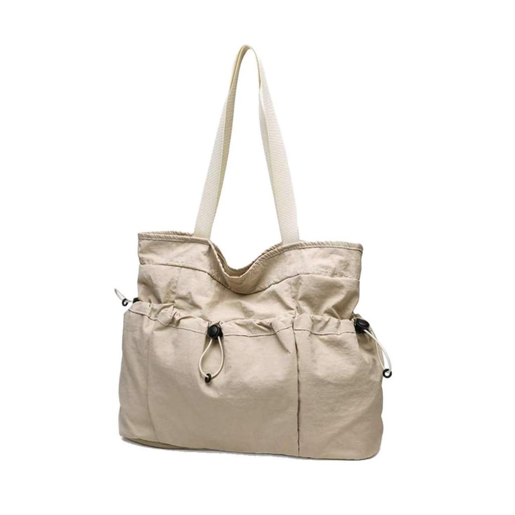 Large Capacity Pleated Shoulder Bag - Simple and Fashionable Tote for College Students and Women