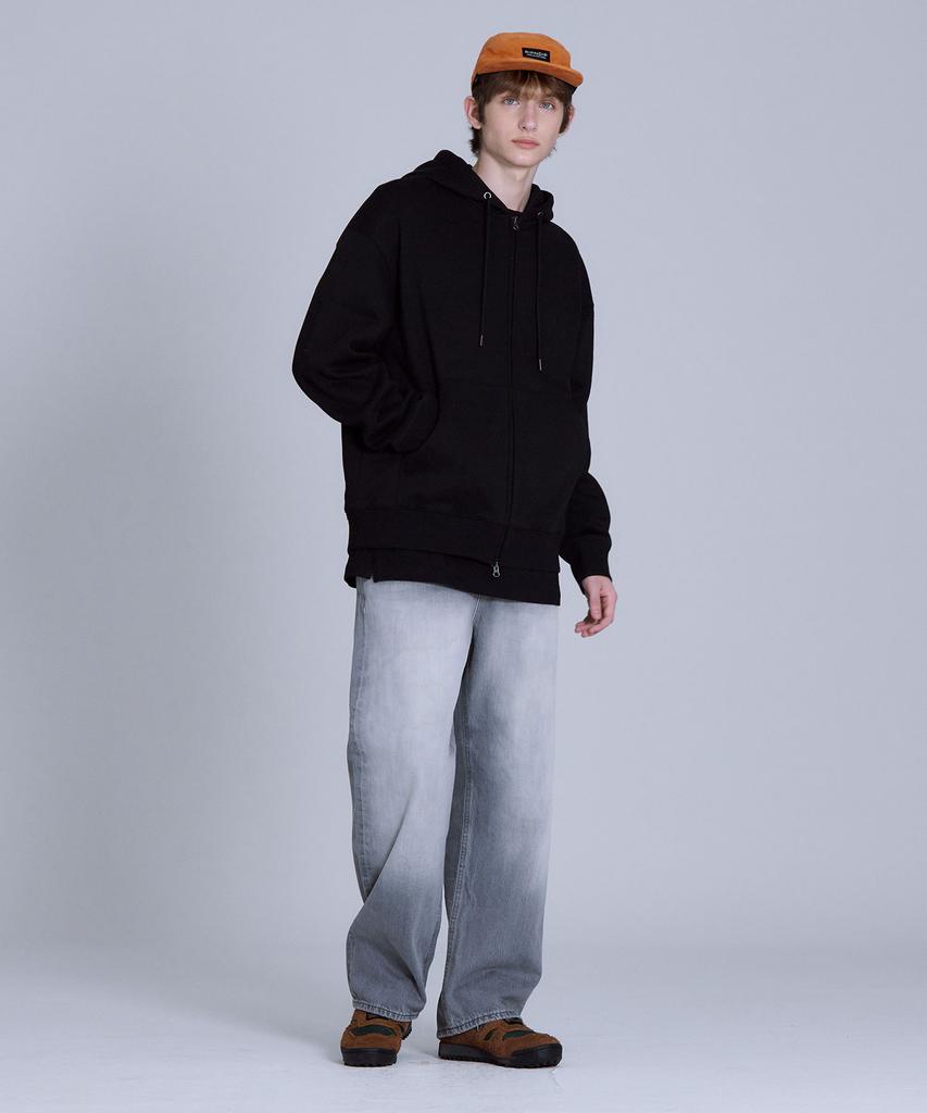 Basic House Uni Basic Fleece-Lined Zip-Up Hoodie Black Lajp7101