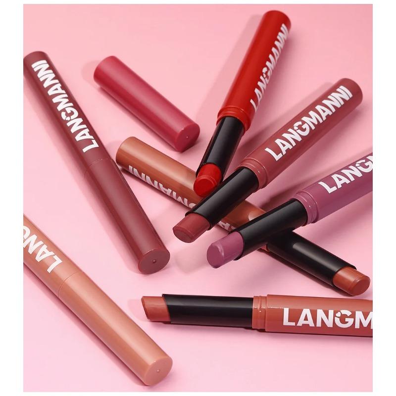 12 Color Matte Lipstick Pencil Waterproof Long Lasting Non-Stick Cup Lip Stain Tint Cosmetic Nude Lipstick Pen Makeup Maquillage