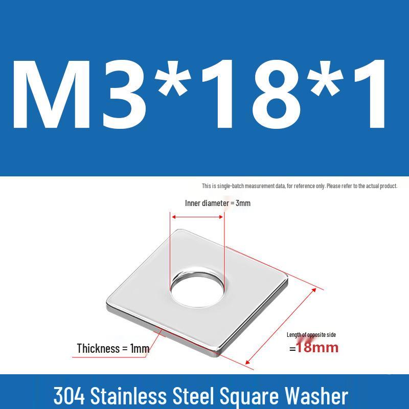 304 Stainless Steel Thickened Square Washer for Curtain Wall (M4-M16)