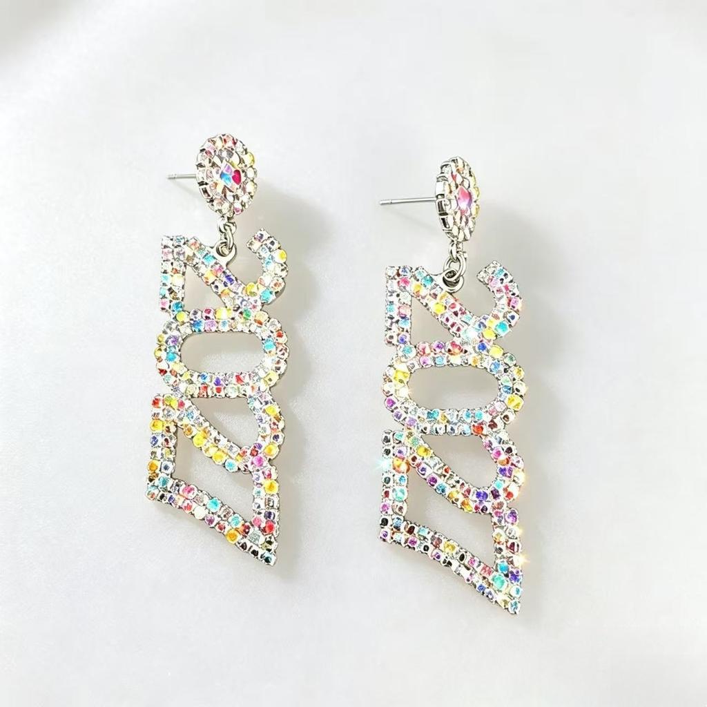 Sparkling 2027 Number Rhinestone Earrings for Women New Year Party Dangle Drop Earrings Fashion Jewelry Gift