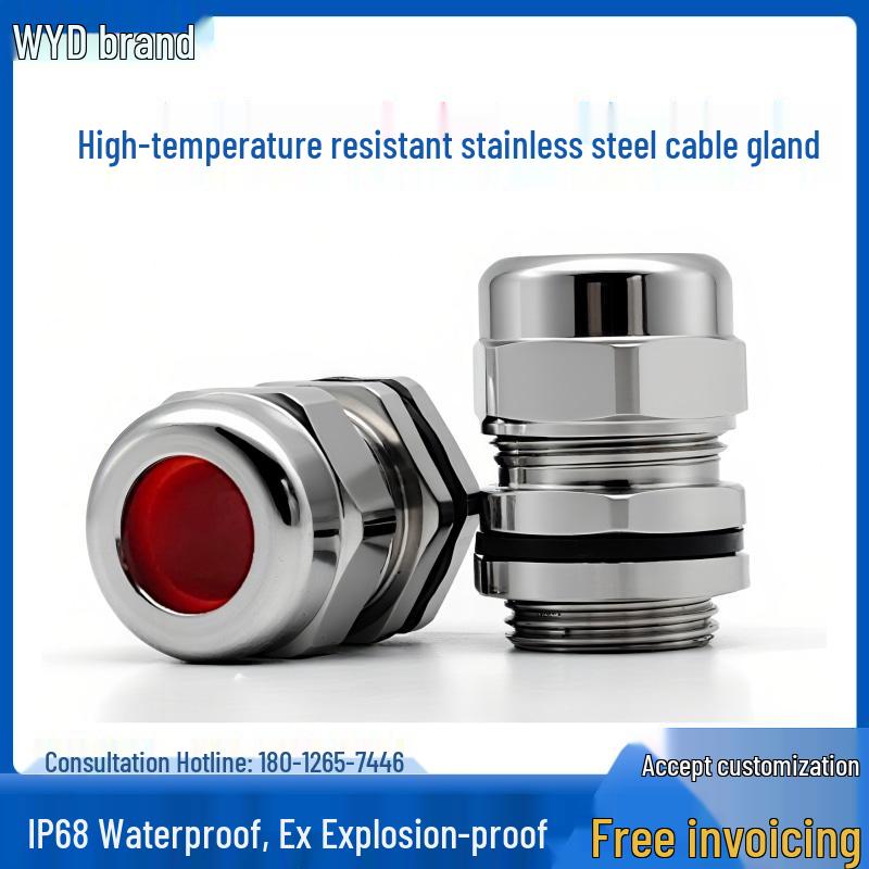 IP68 Waterproof Stainless Steel Cable Gland, High Temp Resistant 200° Silicone Seal, Metric M