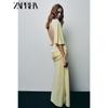 Zaprha 2025 Autumn New Women Elegant Turtleneck Backless Laminated Decoration Pleat Long Dress 4661209
