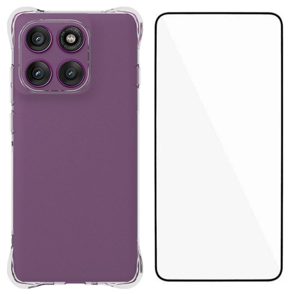 For Motorola Edge 60 Pro 5G Case WANLONFENG WL Series 2.0mm TPU Phone Cover with Tempered Glass Film