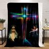 Holy Cross Virgin Mary Jesus Blanket  Printed Blanket for Living Room Bed Couch lunch break Soft Cozy Blanket for Friend's festival Gift