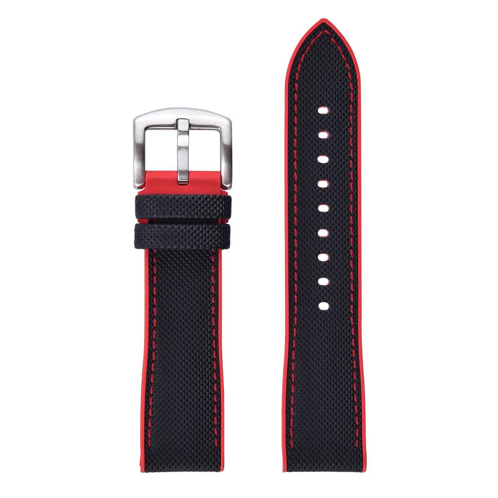 Premium Hybrid Leather FKM Sailcloth Watch Strap 18mm 20mm 22mm 24mm Fluoro Rubber Leather Watchband For Each Brand Diving Watch